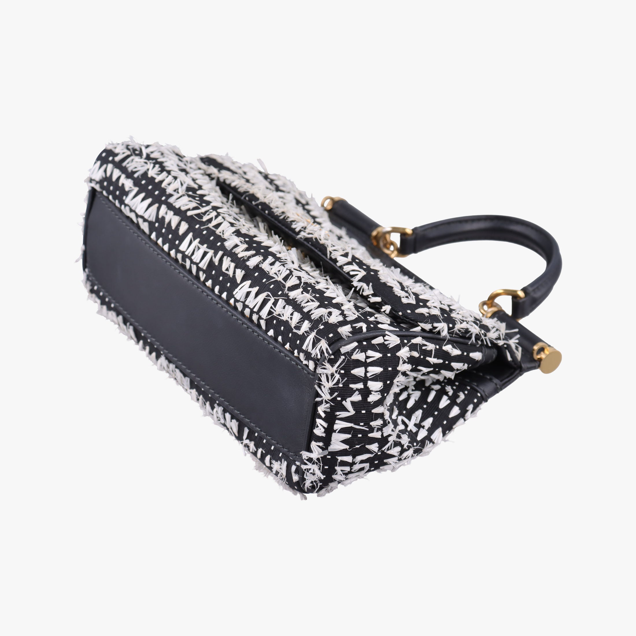 Vintage Dolce & Gabbana SICILY Black×white Canvas × Leather  shoulderbag | stylenewstar