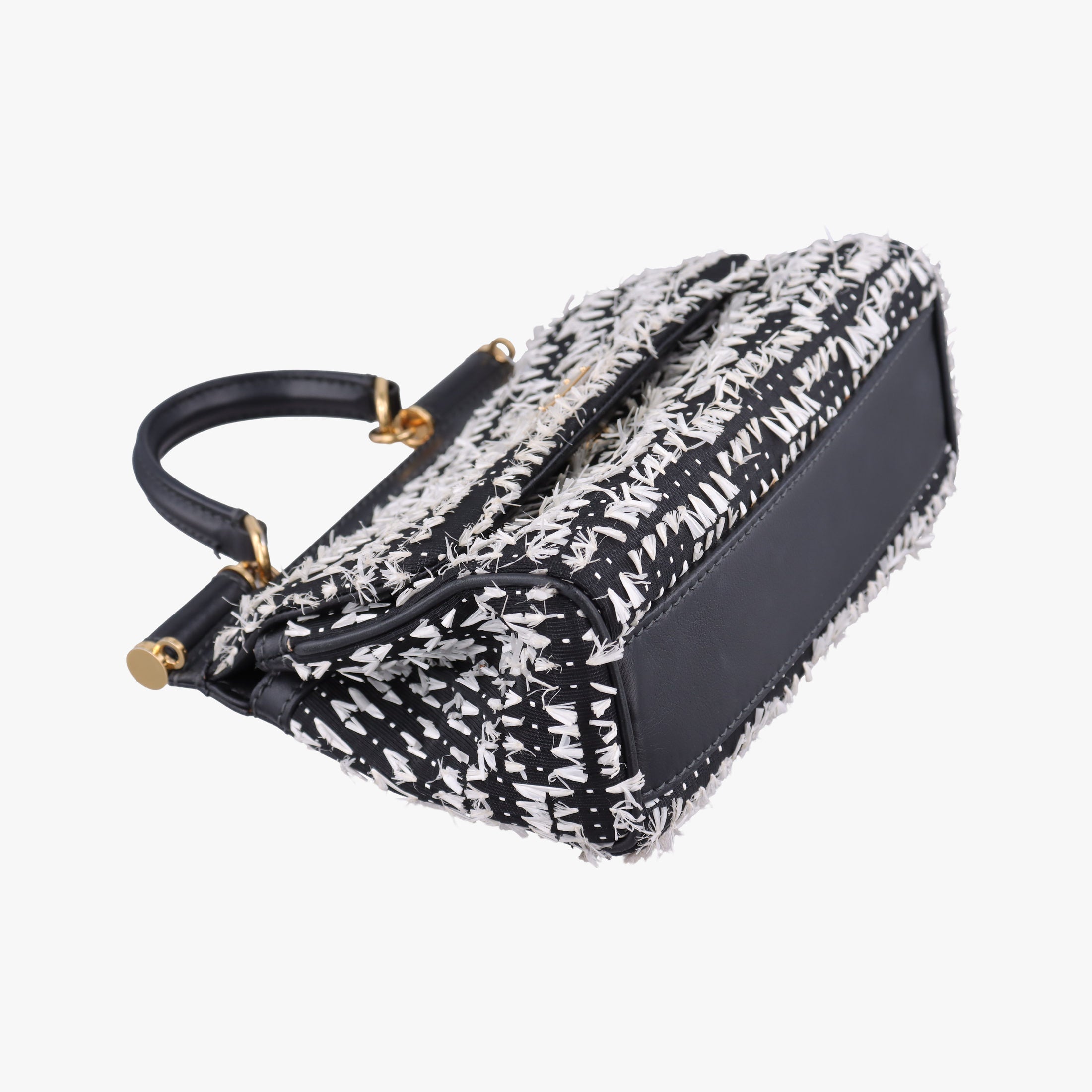 Vintage Dolce & Gabbana SICILY Black×white Canvas × Leather  shoulderbag | stylenewstar
