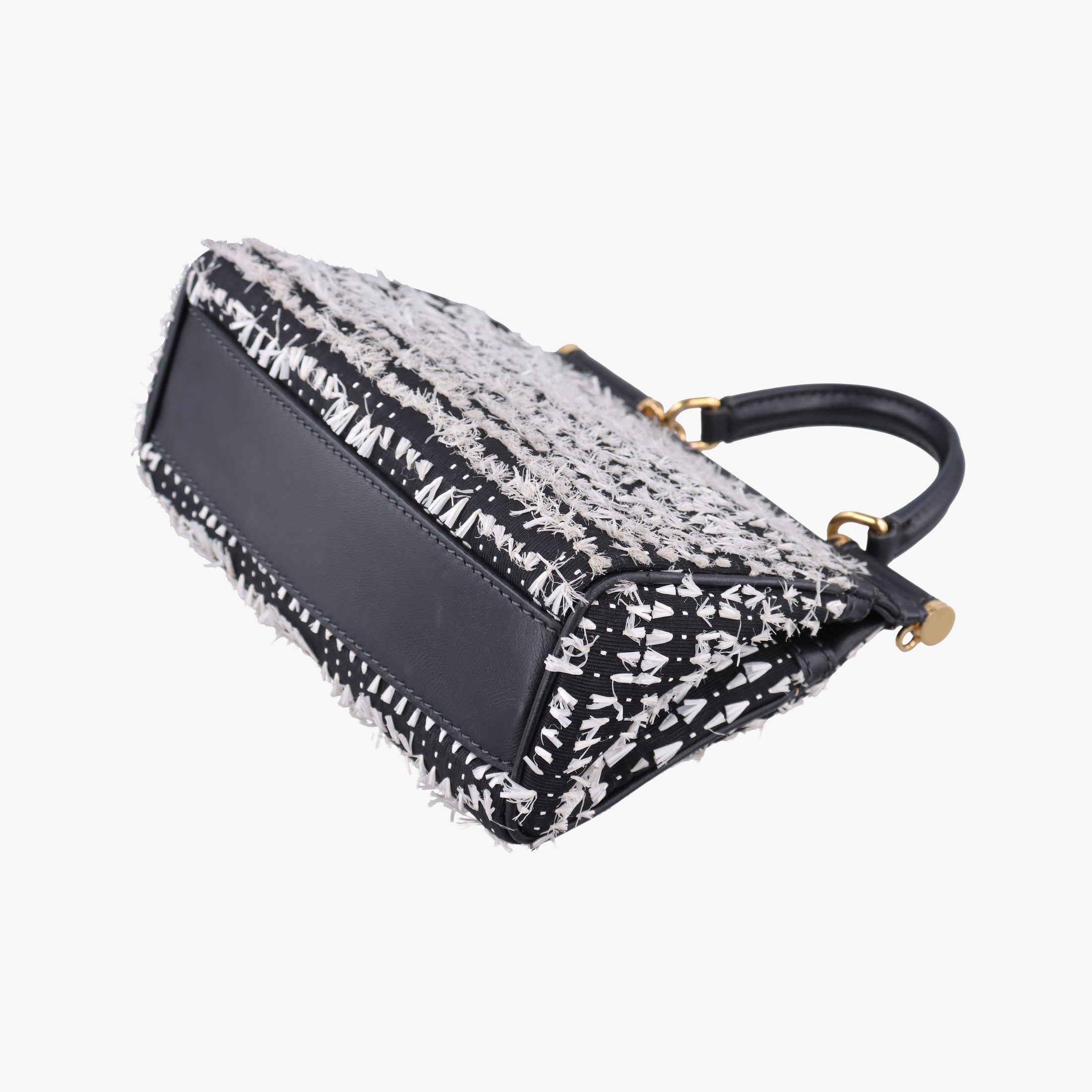 Vintage Dolce & Gabbana SICILY Black×white Canvas × Leather  shoulderbag | stylenewstar