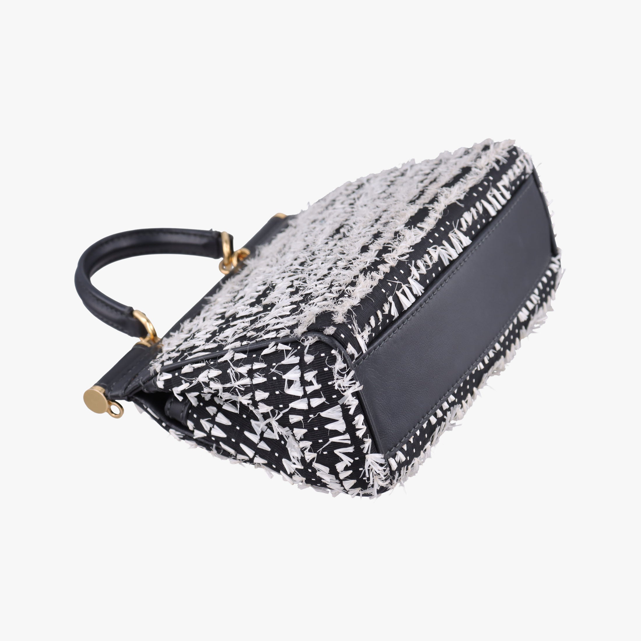 Vintage Dolce & Gabbana SICILY Black×white Canvas × Leather  shoulderbag | stylenewstar