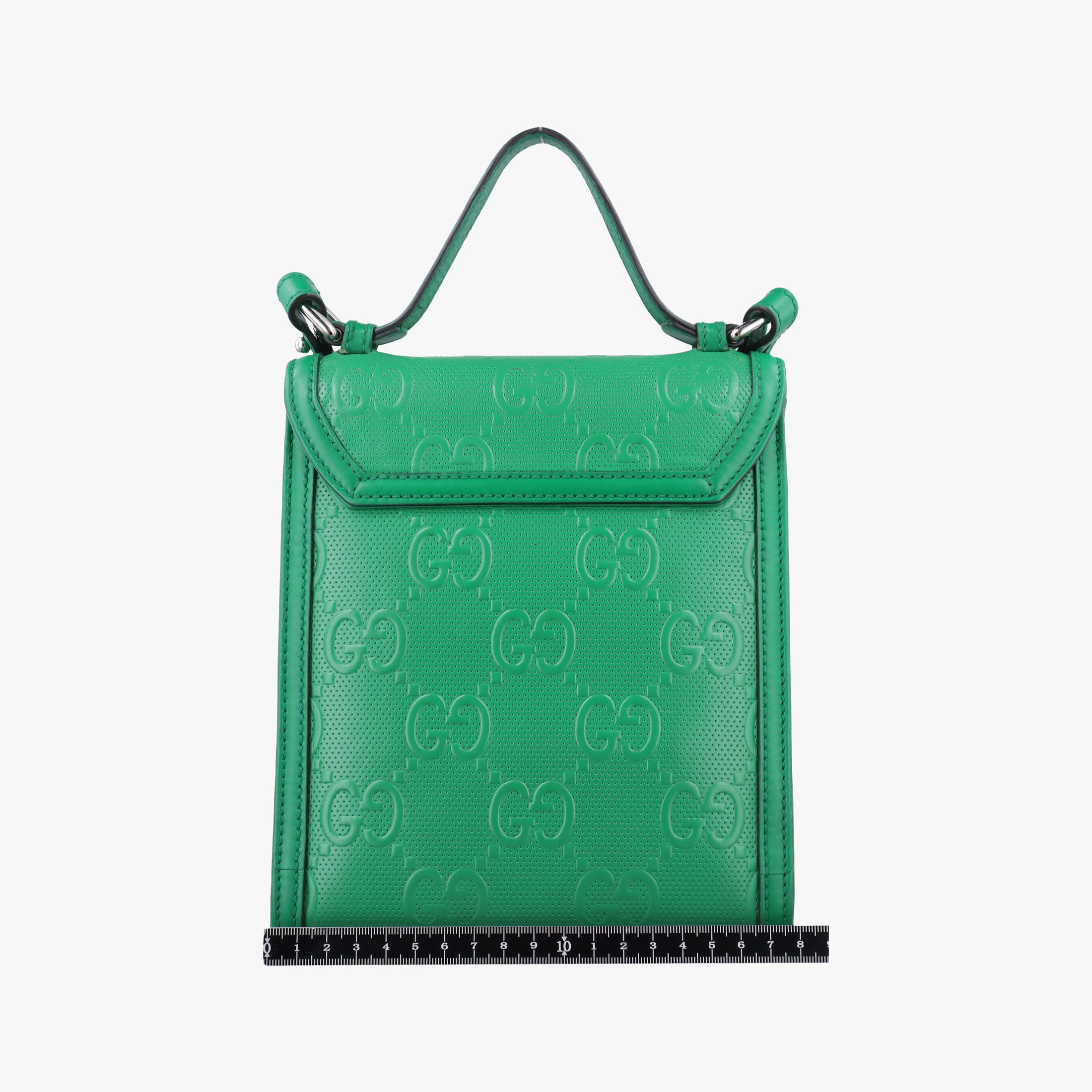 Pre-owned Gucci GG Embossed Messenger Bag Green Leather 625782 shoulderbag | stylenewstar
