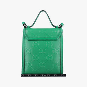 Pre-owned Gucci GG Embossed Messenger Bag Green Leather 625782 shoulderbag | stylenewstar
