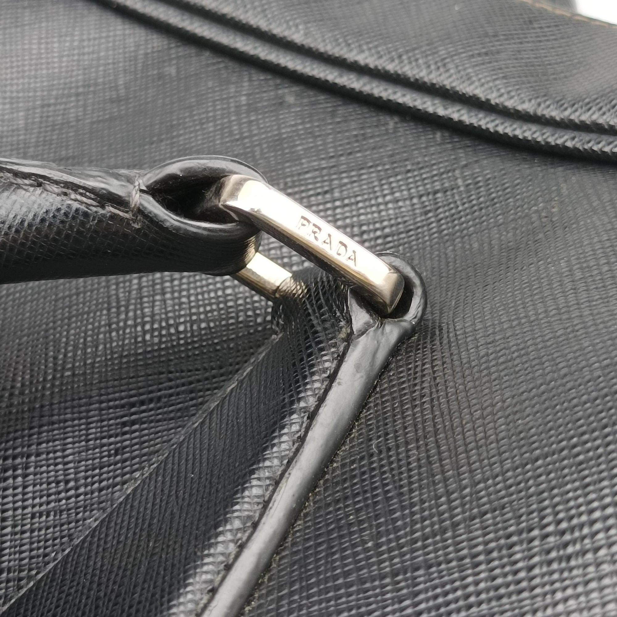 Secondhand Prada business bag briefcase Black SAFFIANO Leather 2VE363 handbag | stylenewstar