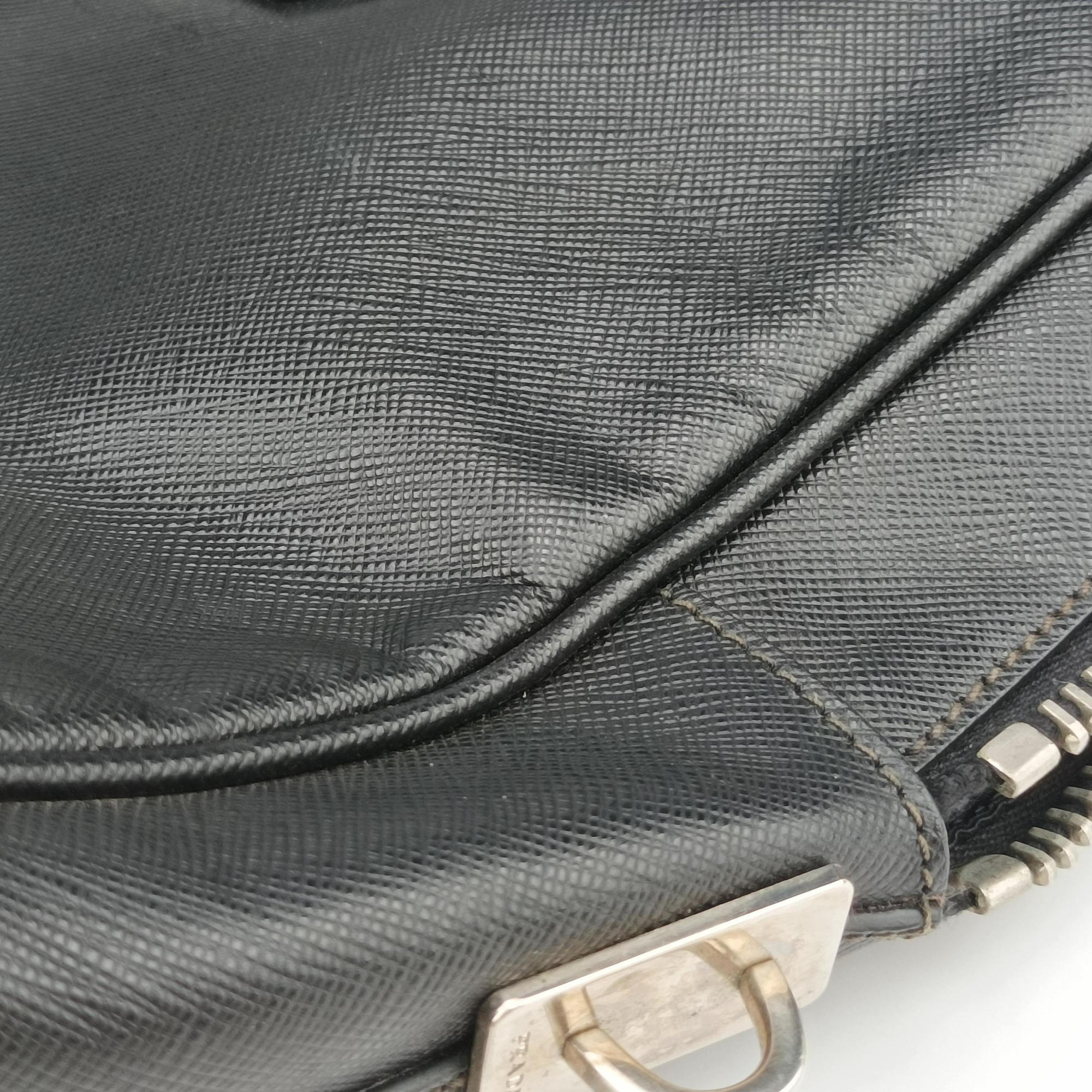 Secondhand Prada business bag briefcase Black SAFFIANO Leather 2VE363 handbag | stylenewstar