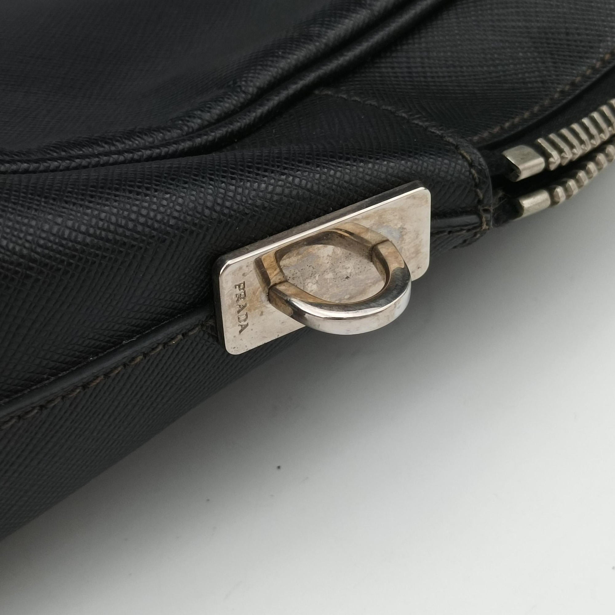 Secondhand Prada business bag briefcase Black SAFFIANO Leather 2VE363 handbag | stylenewstar