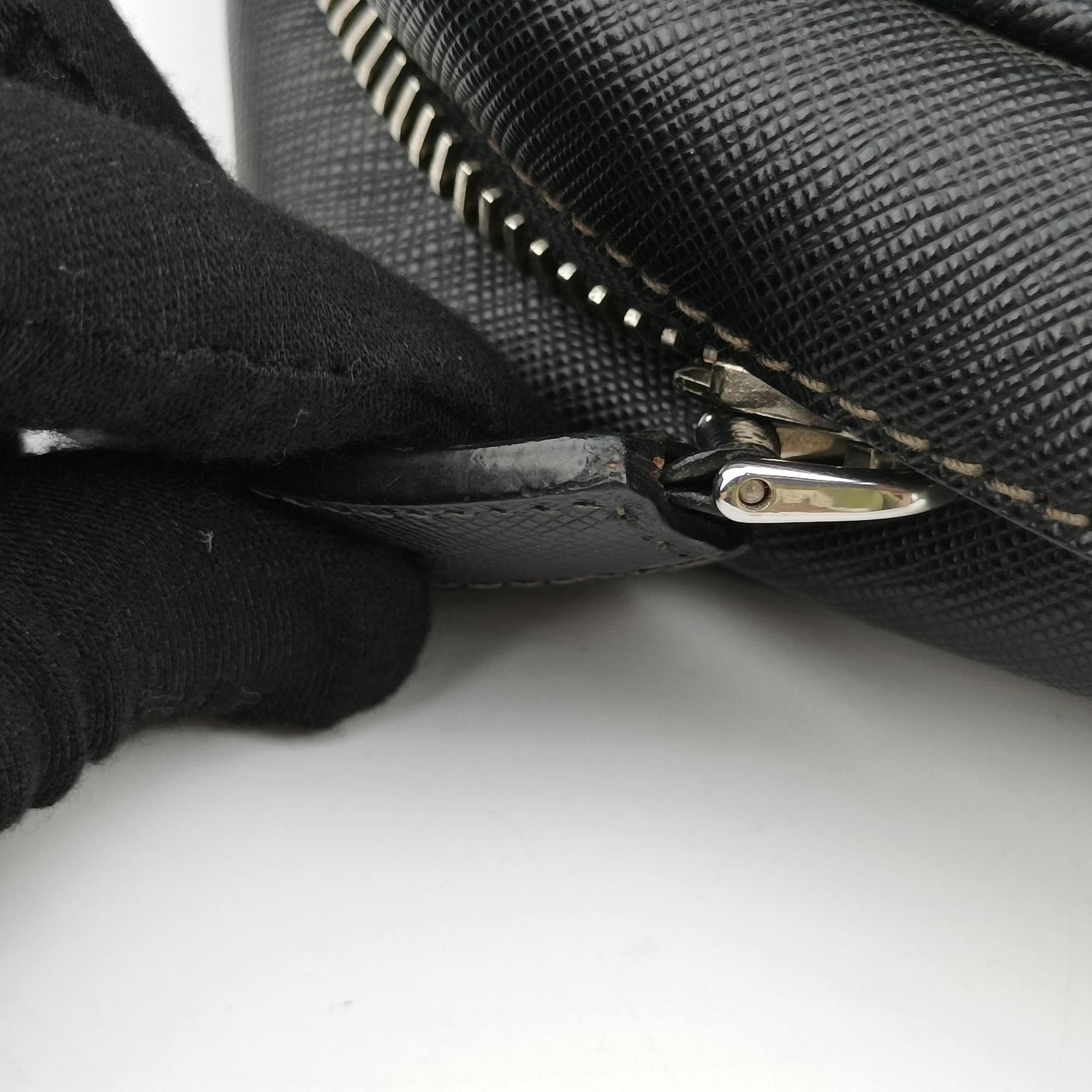 Secondhand Prada business bag briefcase Black SAFFIANO Leather 2VE363 handbag | stylenewstar