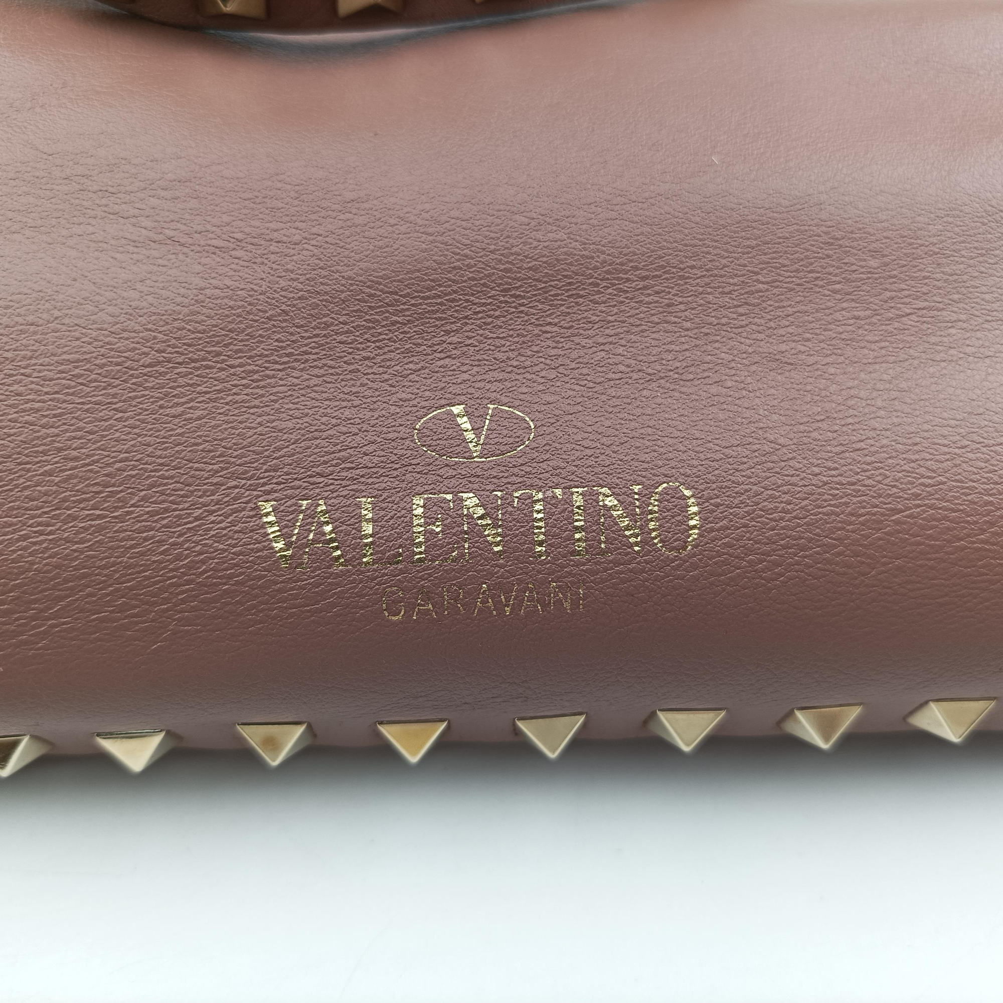 Pre-owned Valentino Rockstud PinkBrown Leather  shoulderbag | stylenewstar
