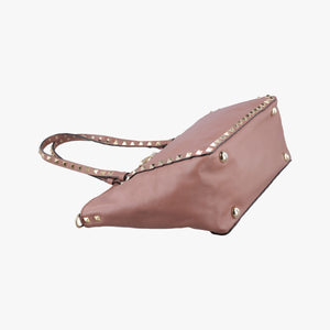 Pre-owned Valentino Rockstud PinkBrown Leather  shoulderbag | stylenewstar