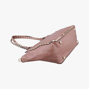 Pre-owned Valentino Rockstud PinkBrown Leather  shoulderbag | stylenewstar