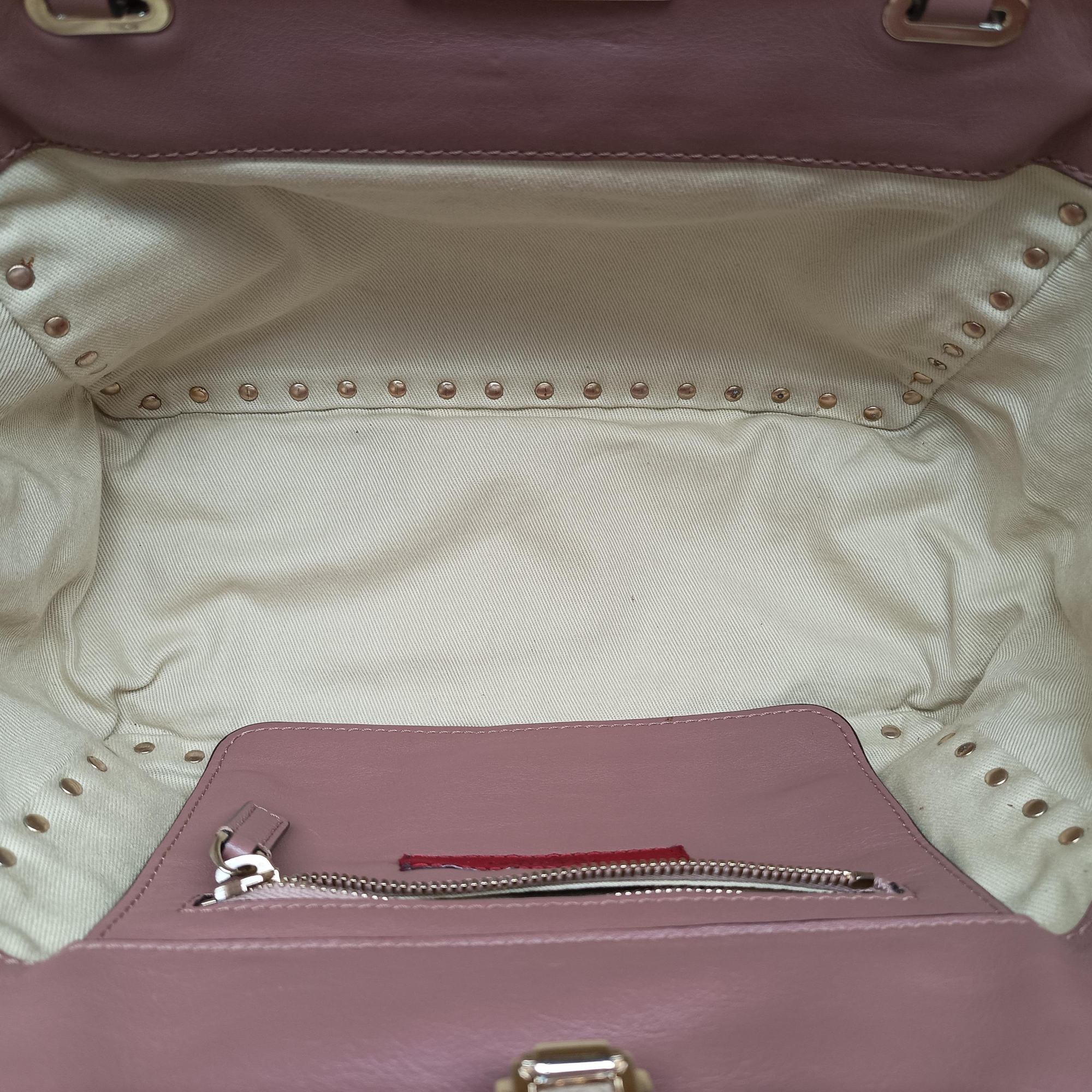 Pre-owned Valentino Rockstud PinkBrown Leather  shoulderbag | stylenewstar