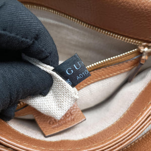 Pre-owned Gucci Marrakech Messenger Brown leather 257024 shoulderbag | stylenewstar