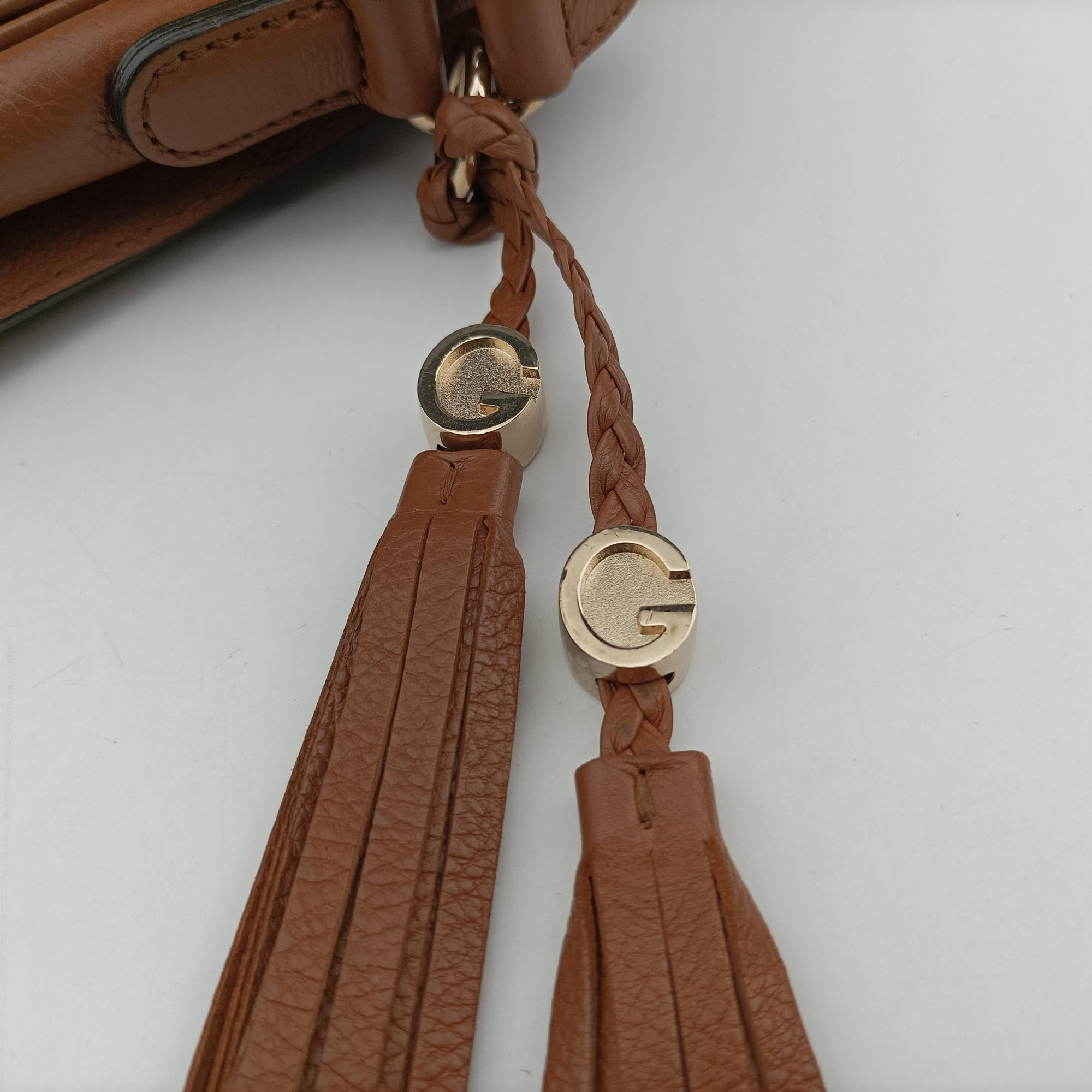Pre-owned Gucci Marrakech Messenger Brown leather 257024 shoulderbag | stylenewstar