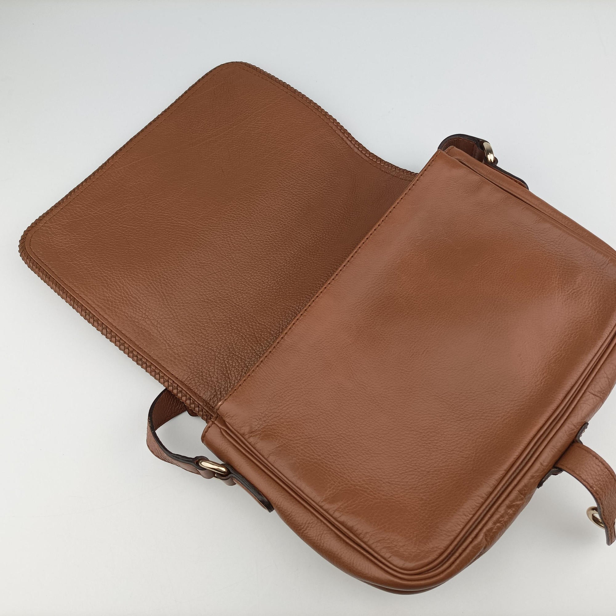 Pre-owned Gucci Marrakech Messenger Brown leather 257024 shoulderbag | stylenewstar