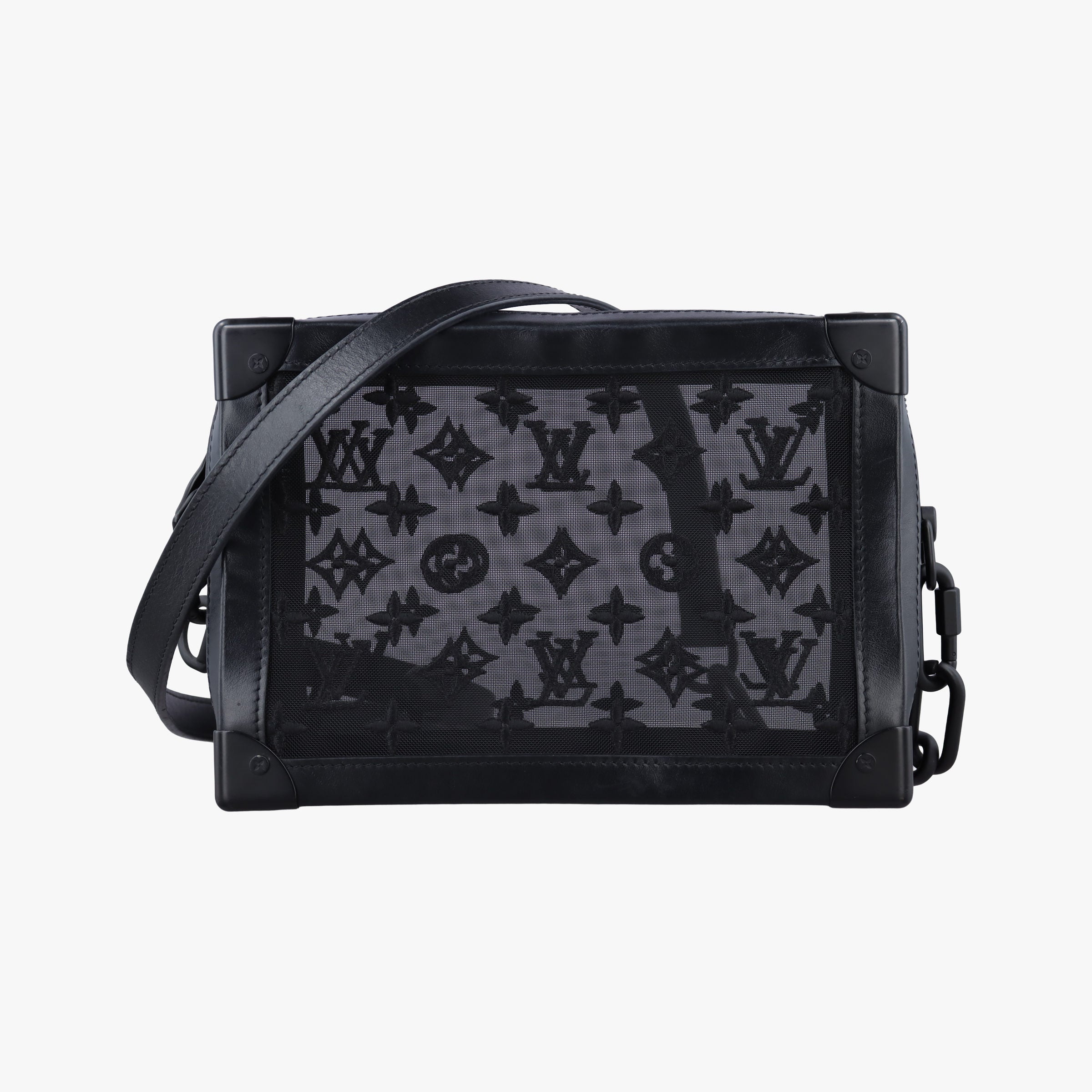 Pre-owned Louis Vuitton SOFT TRUNK Noir MONOGRAM MESH×calf leather M53964 shoulderbag | stylenewstar