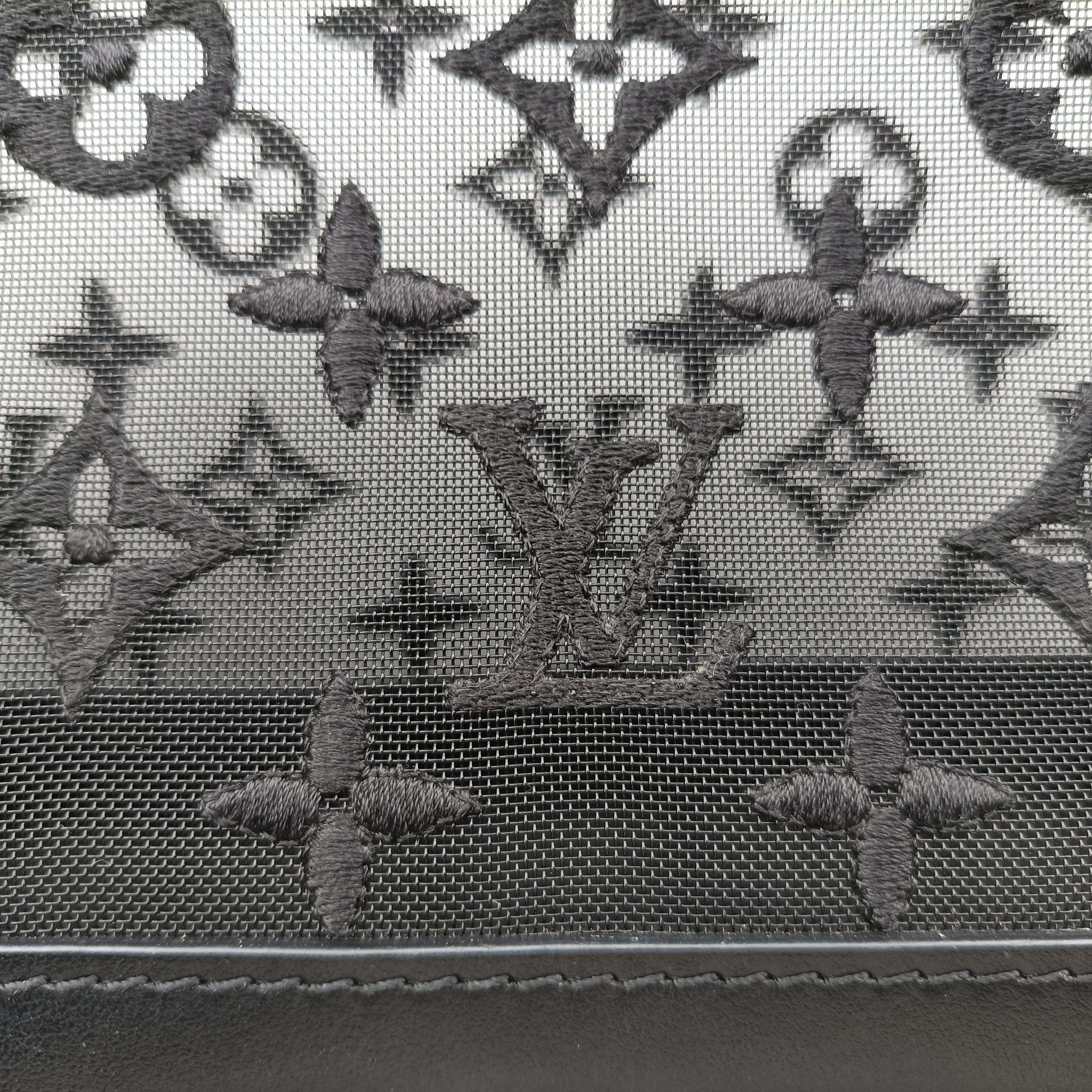 Pre-owned Louis Vuitton SOFT TRUNK Noir MONOGRAM MESH×calf leather M53964 shoulderbag | stylenewstar