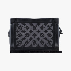 Pre-owned Louis Vuitton SOFT TRUNK Noir MONOGRAM MESH×calf leather M53964 shoulderbag | stylenewstar