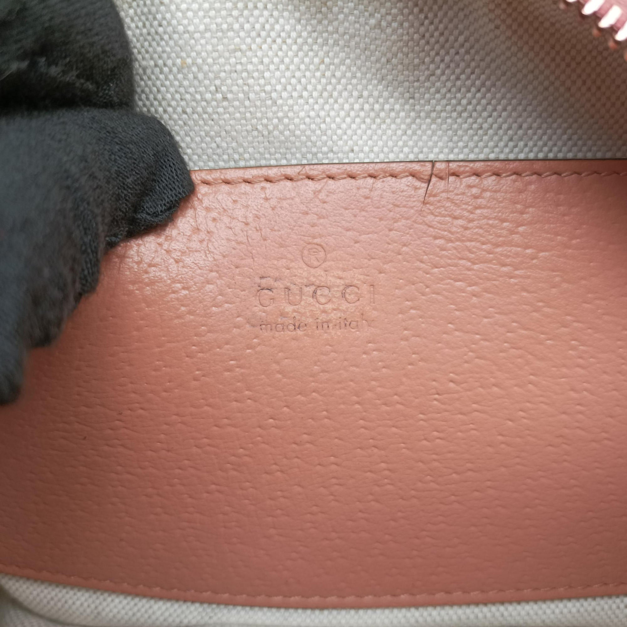 Pre-owned Gucci OPHIDIA Pink canvas×leather 574493 shoulderbag | stylenewstar