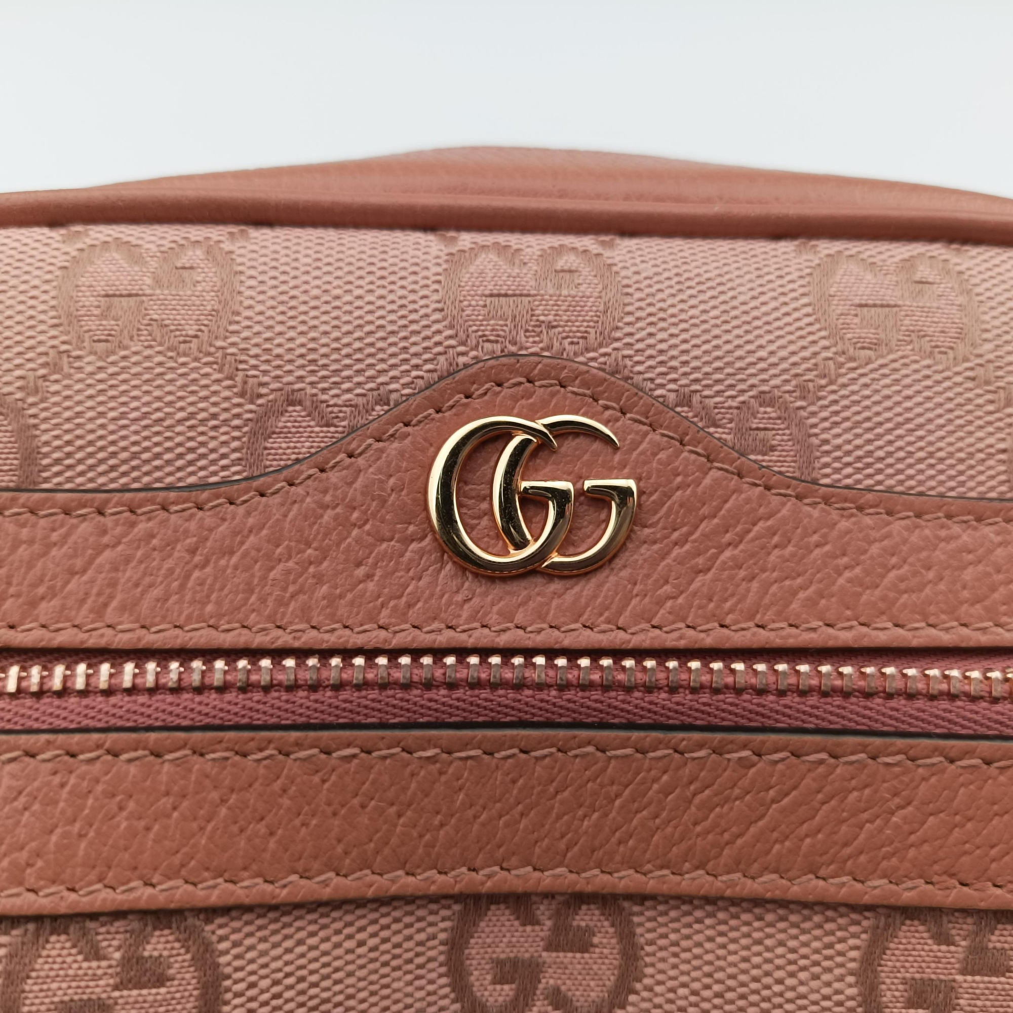 Pre-owned Gucci OPHIDIA Pink canvas×leather 574493 shoulderbag | stylenewstar