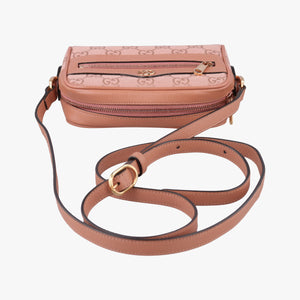 Pre-owned Gucci OPHIDIA Pink canvas×leather 574493 shoulderbag | stylenewstar