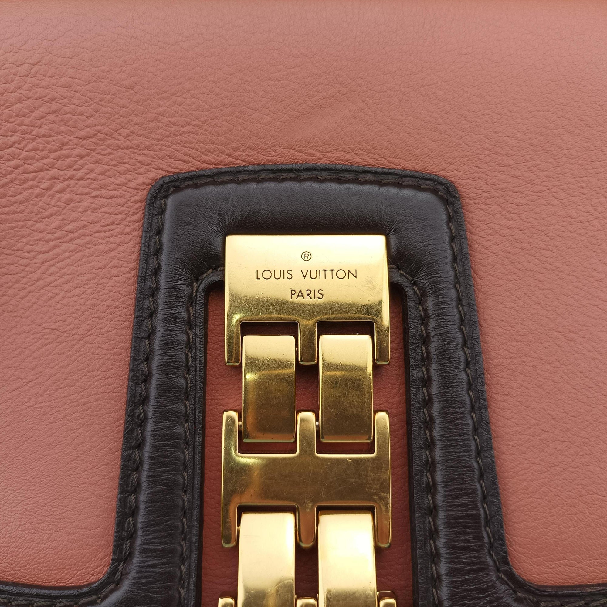 Pre-owned Louis Vuitton Collection Trapezio Pink×Brown leather M97086 shoulderbag | stylenewstar
