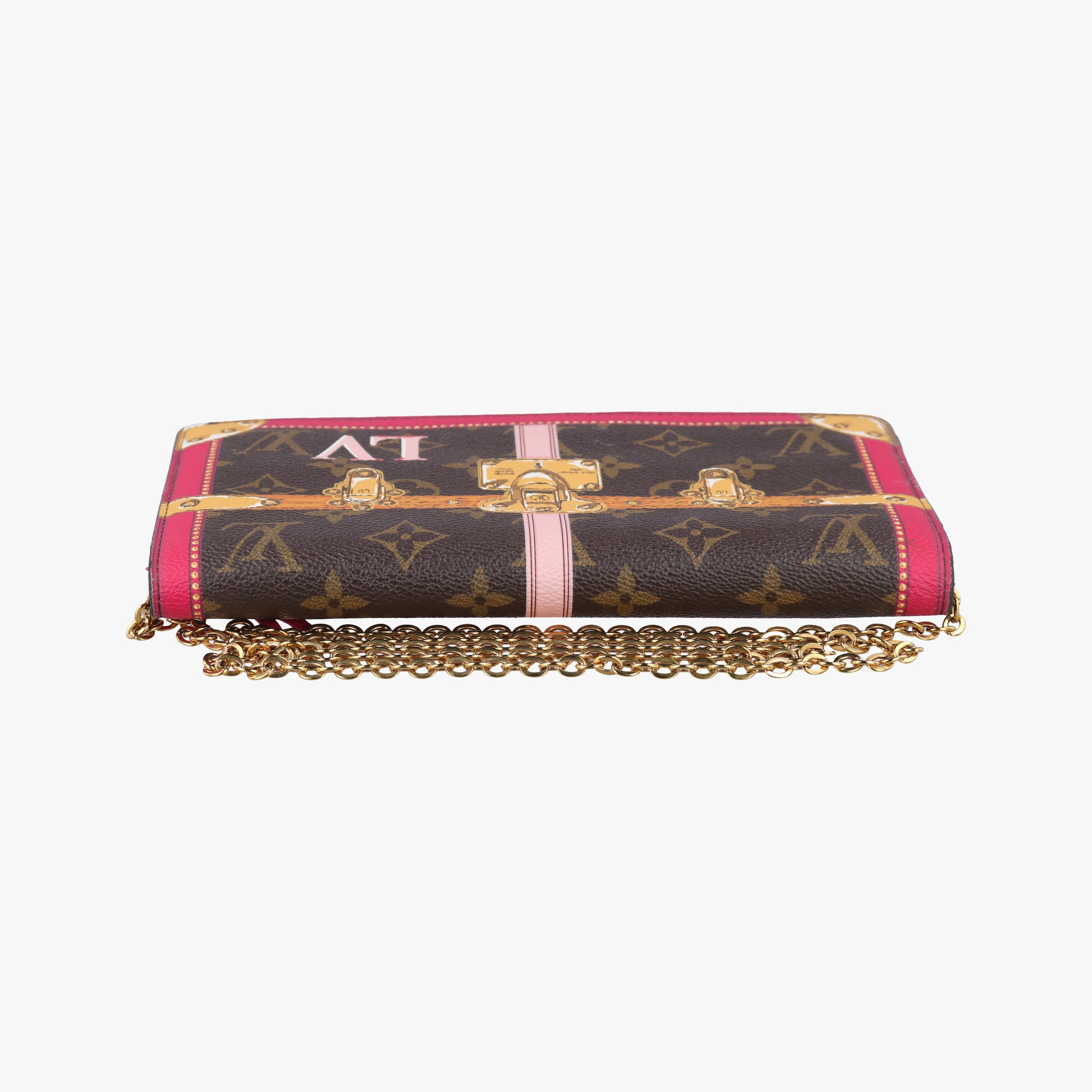 Pre-owned Louis Vuitton Pochette Weekend brown×Fuchsia Pink Monogram Canvas M62456 shoulderbag | stylenewstar