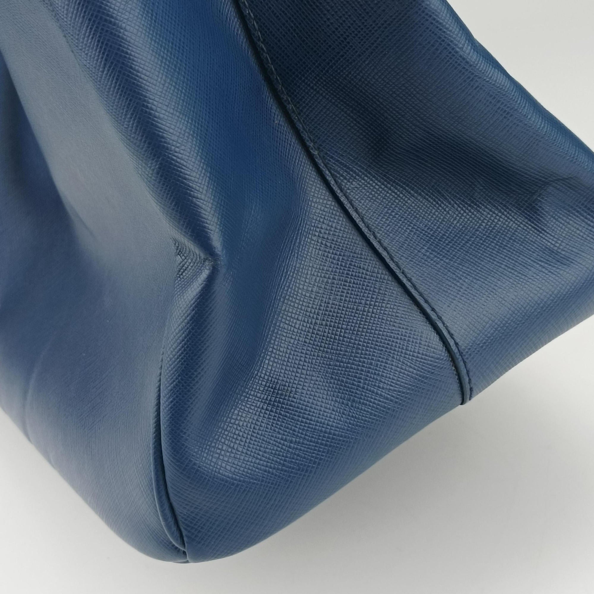 Pre-owned Prada Galleria Blue SAFFIANO Leather BN2274 handbag | stylenewstar