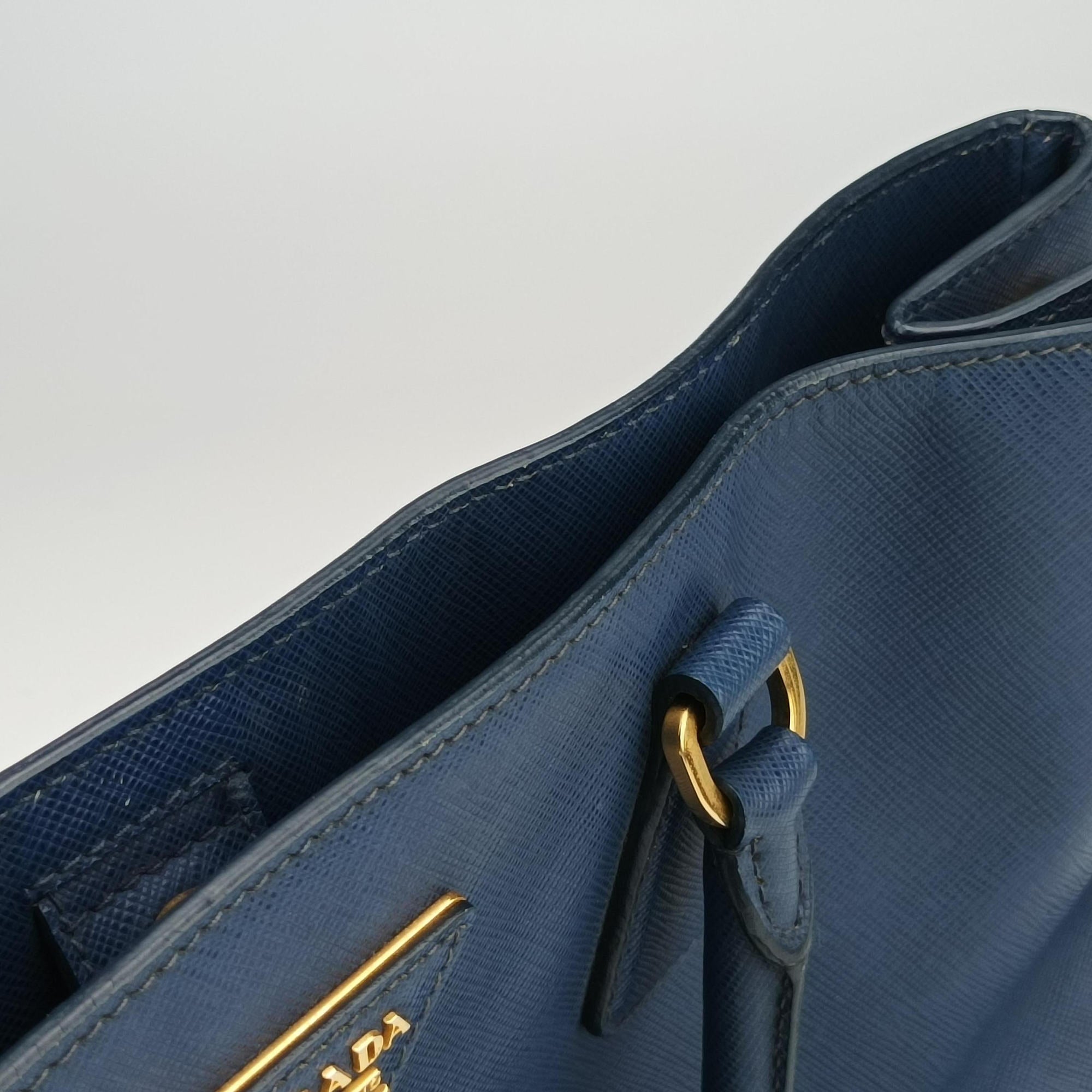 Pre-owned Prada Galleria Blue SAFFIANO Leather BN2274 handbag | stylenewstar