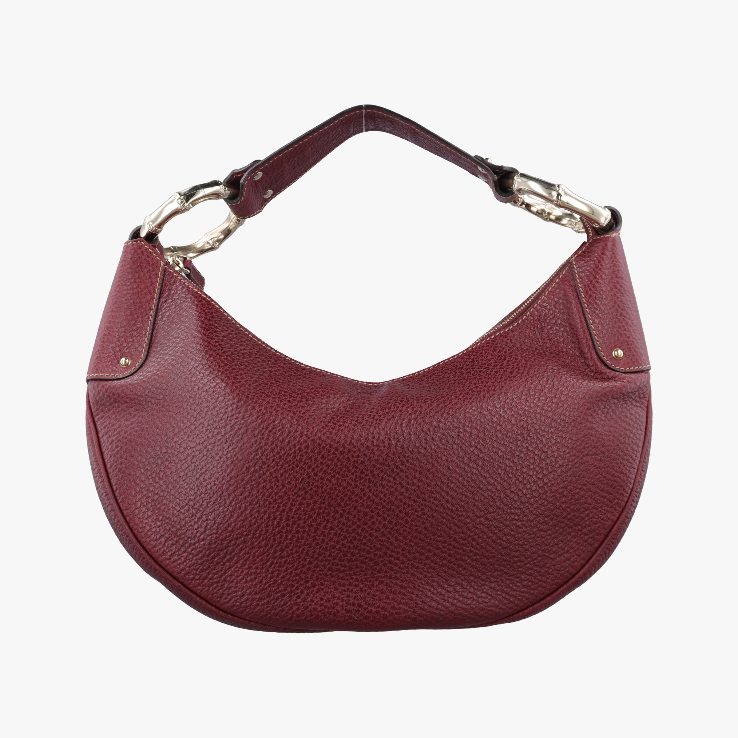 Vintage Gucci Bamboo Ring Hobo Bordeaux Leather 211519 handbag | stylenewstar