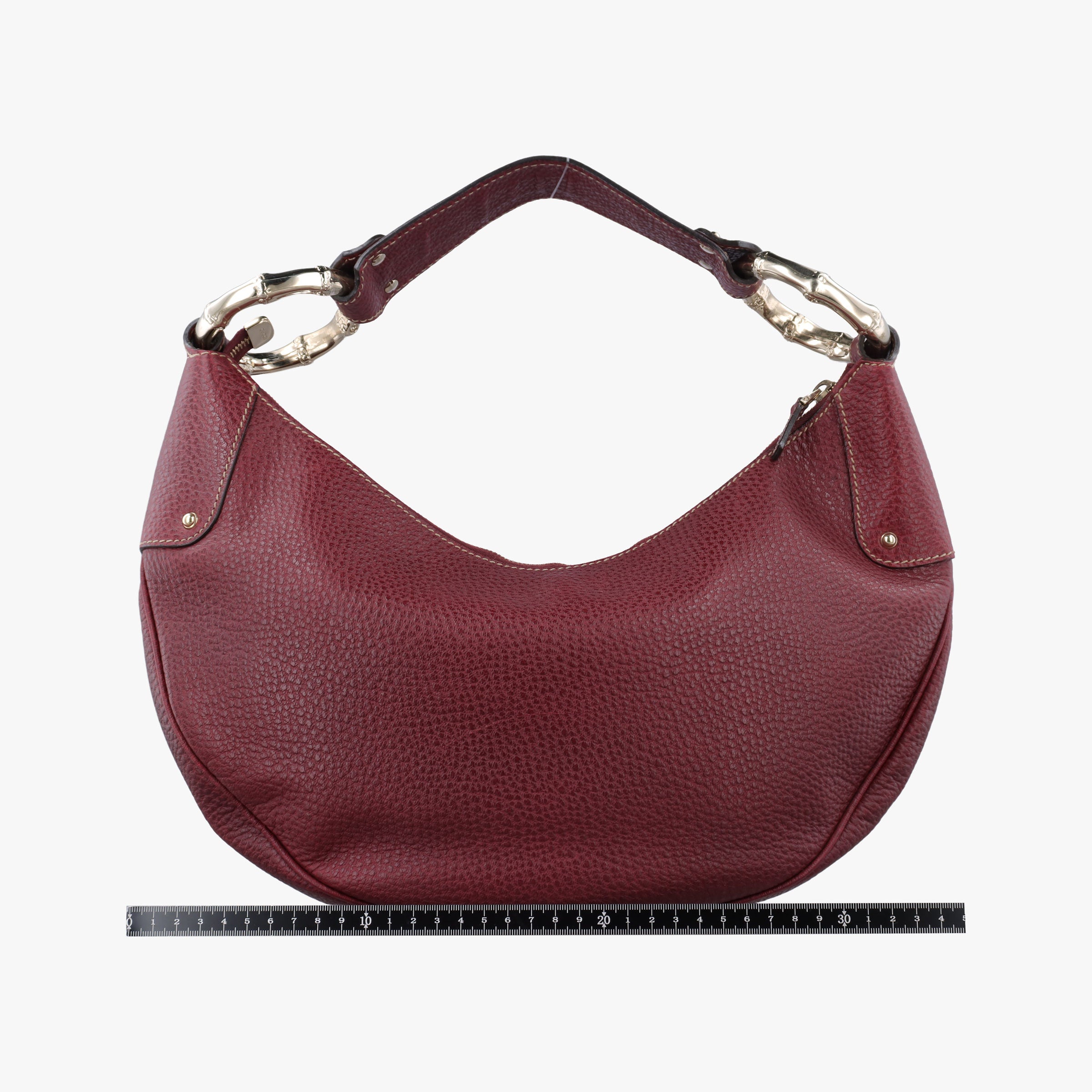 Vintage Gucci Bamboo Ring Hobo Bordeaux Leather 211519 handbag | stylenewstar