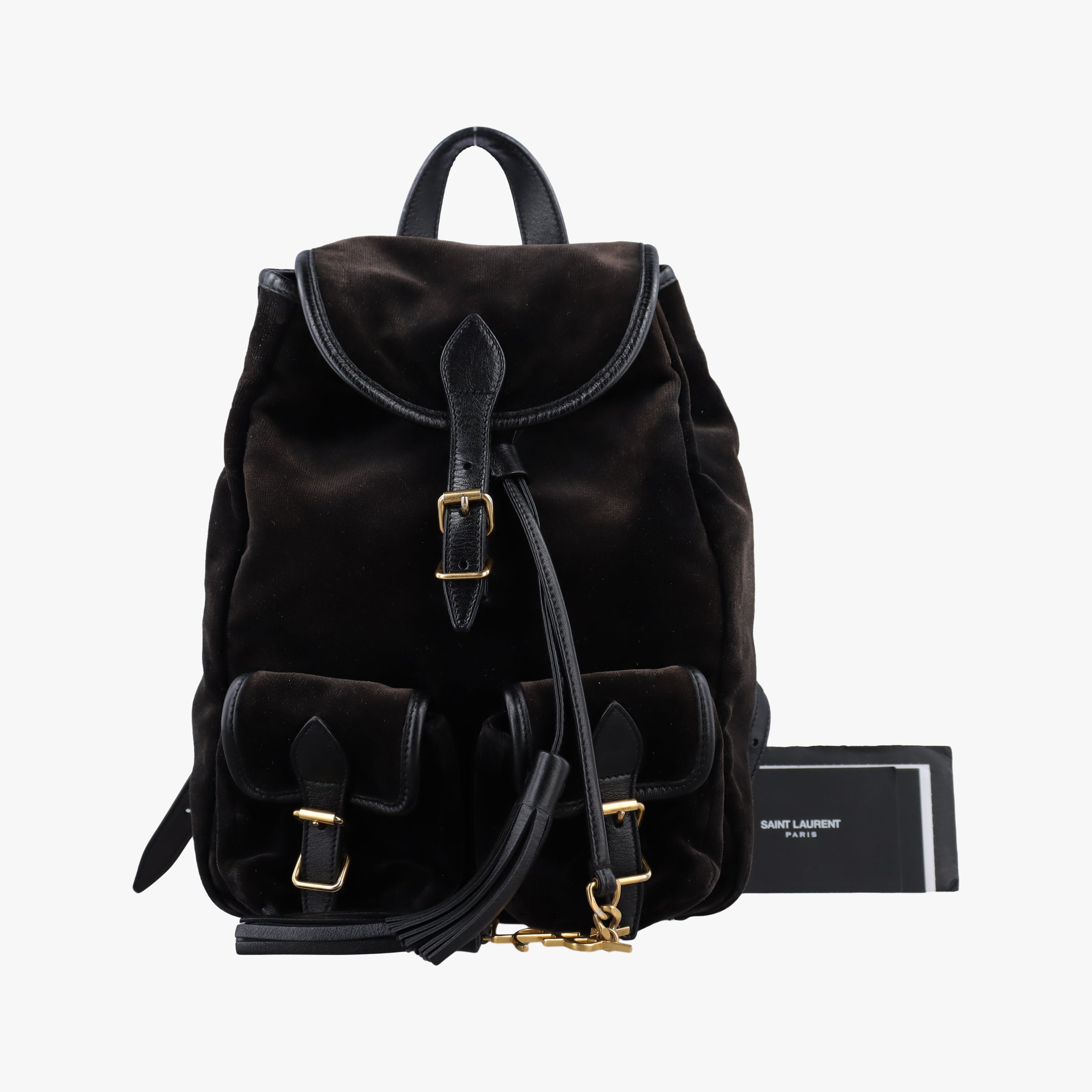 Secondhand Yves Saint Laurent Festival Fringe Backpack Black velour 421943 backpack/rucksack | stylenewstar