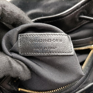 Secondhand Yves Saint Laurent Festival Fringe Backpack Black velour 421943 backpack/rucksack | stylenewstar