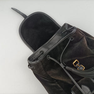 Secondhand Yves Saint Laurent Festival Fringe Backpack Black velour 421943 backpack/rucksack | stylenewstar