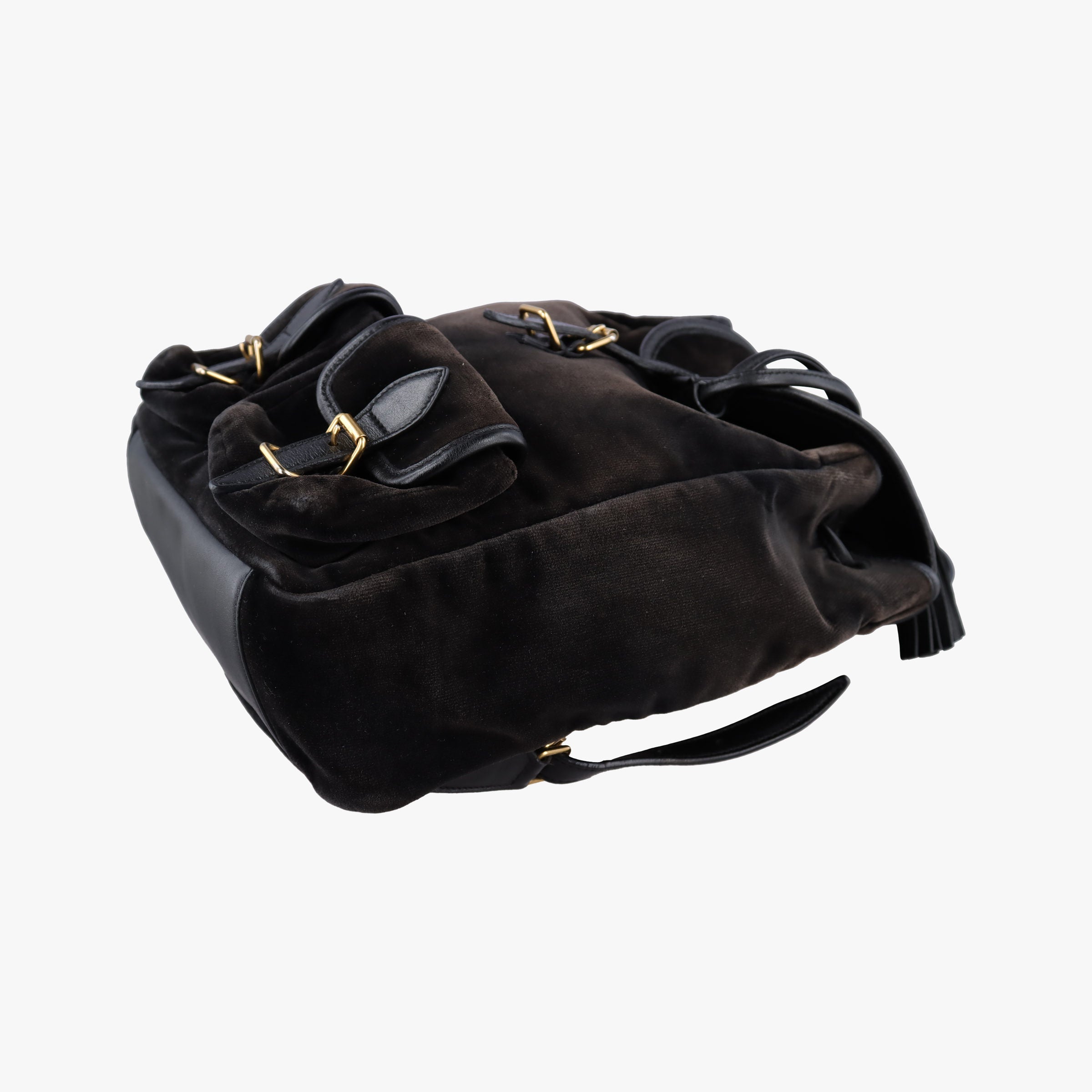 Secondhand Yves Saint Laurent Festival Fringe Backpack Black velour 421943 backpack/rucksack | stylenewstar