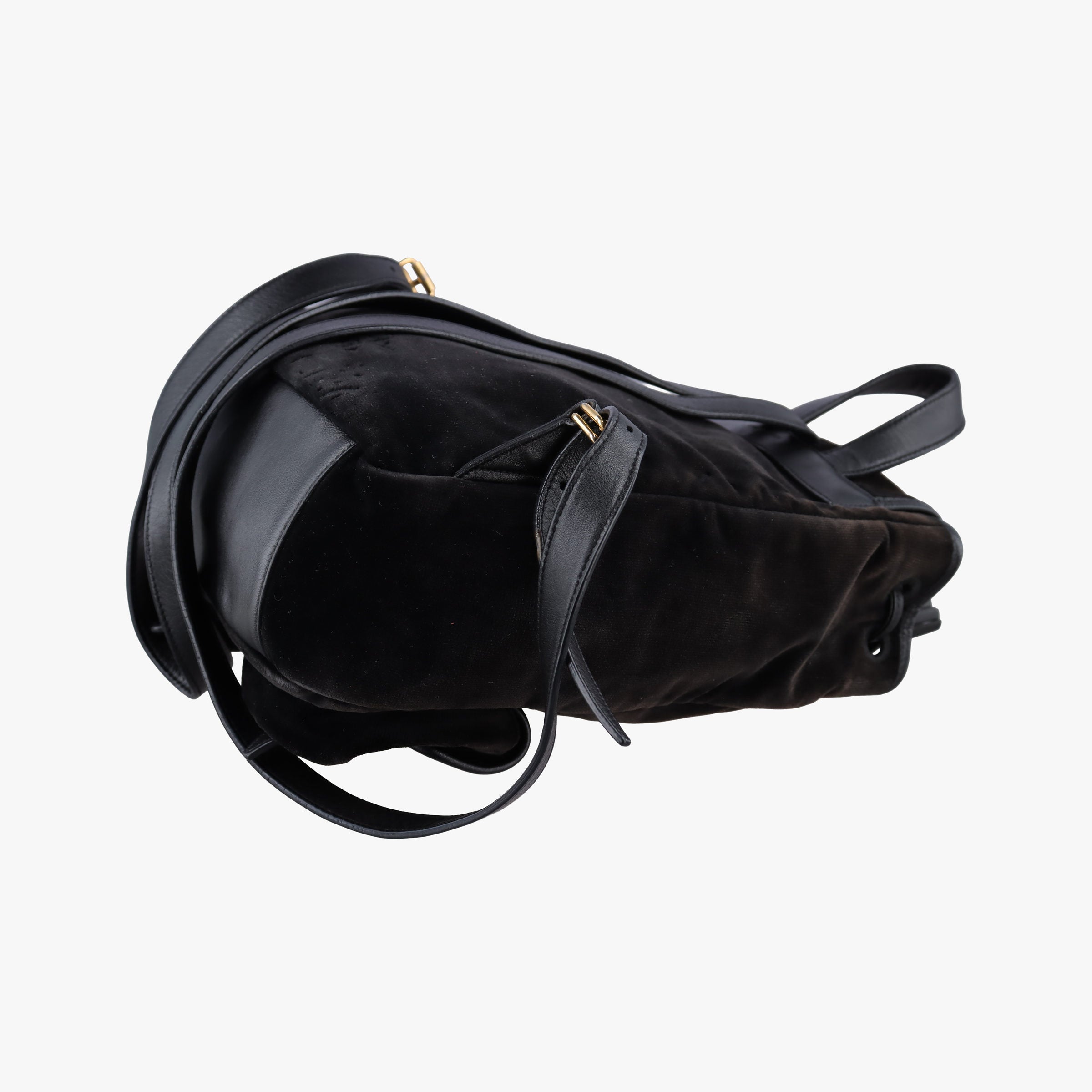 Secondhand Yves Saint Laurent Festival Fringe Backpack Black velour 421943 backpack/rucksack | stylenewstar