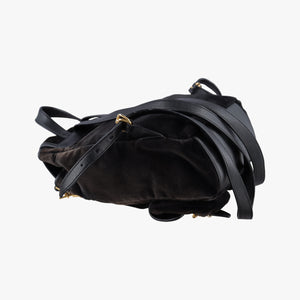 Secondhand Yves Saint Laurent Festival Fringe Backpack Black velour 421943 backpack/rucksack | stylenewstar