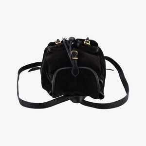 Secondhand Yves Saint Laurent Festival Fringe Backpack Black velour 421943 backpack/rucksack | stylenewstar
