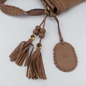 Pre-owned Gucci Tassel Handmade Medium Flap Camel Leather 263954 shoulderbag | stylenewstar