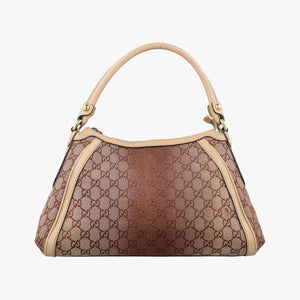 Pre-owned Gucci Guccissima Beige x Brown canvas×Leather 282298 handbag | stylenewstar