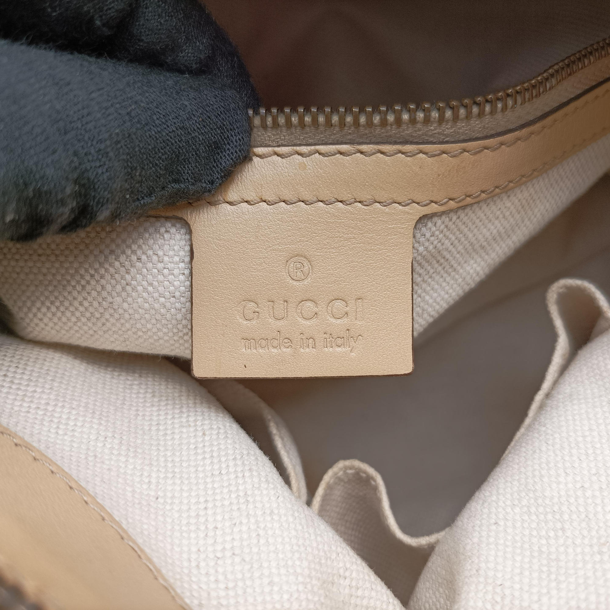 Pre-owned Gucci Guccissima Beige x Brown canvas×Leather 282298 handbag | stylenewstar