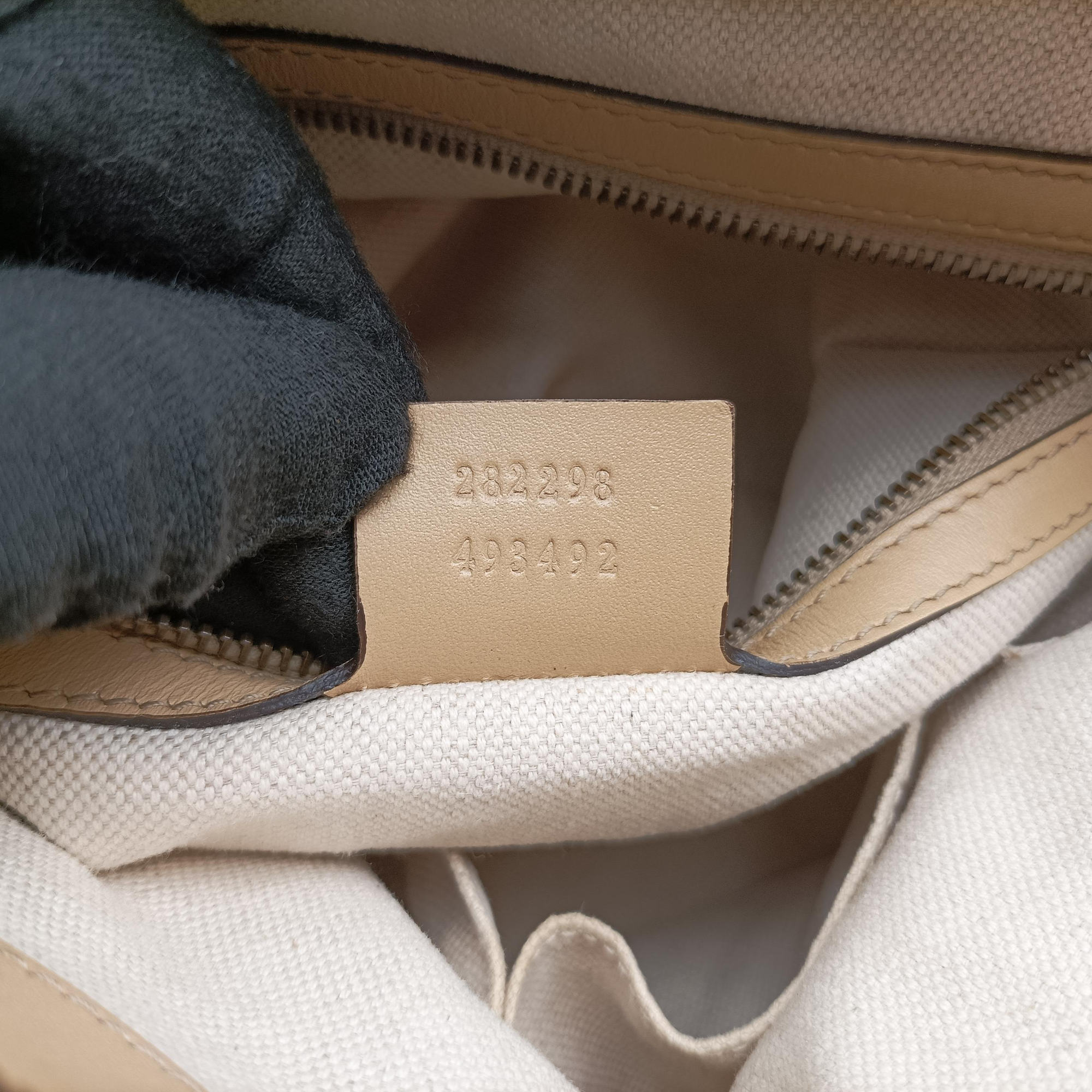 Pre-owned Gucci Guccissima Beige x Brown canvas×Leather 282298 handbag | stylenewstar