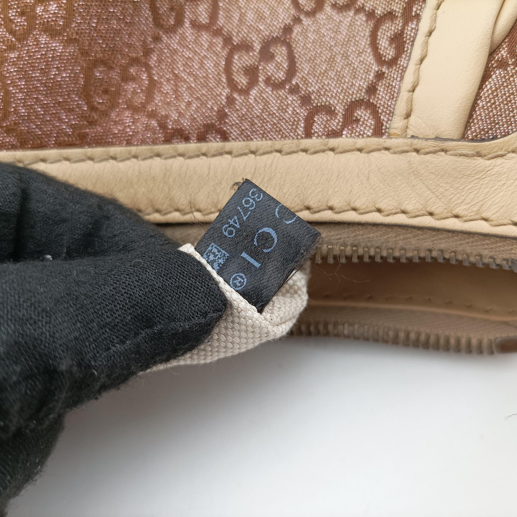 Pre-owned Gucci Guccissima Beige x Brown canvas×Leather 282298 handbag | stylenewstar