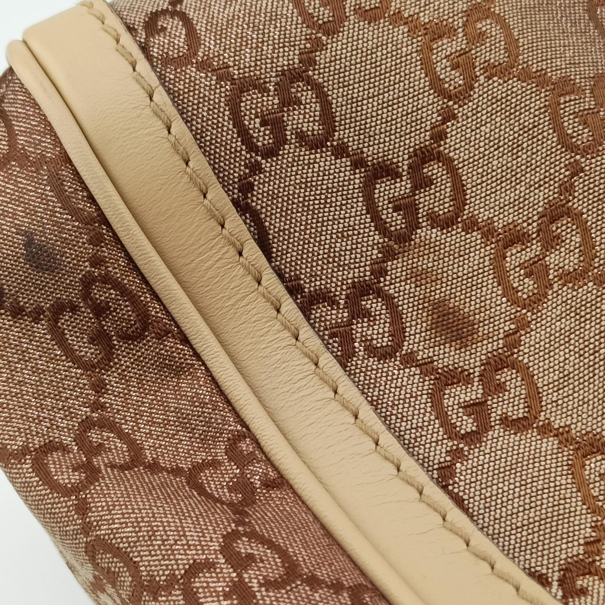 Pre-owned Gucci Guccissima Beige x Brown canvas×Leather 282298 handbag | stylenewstar