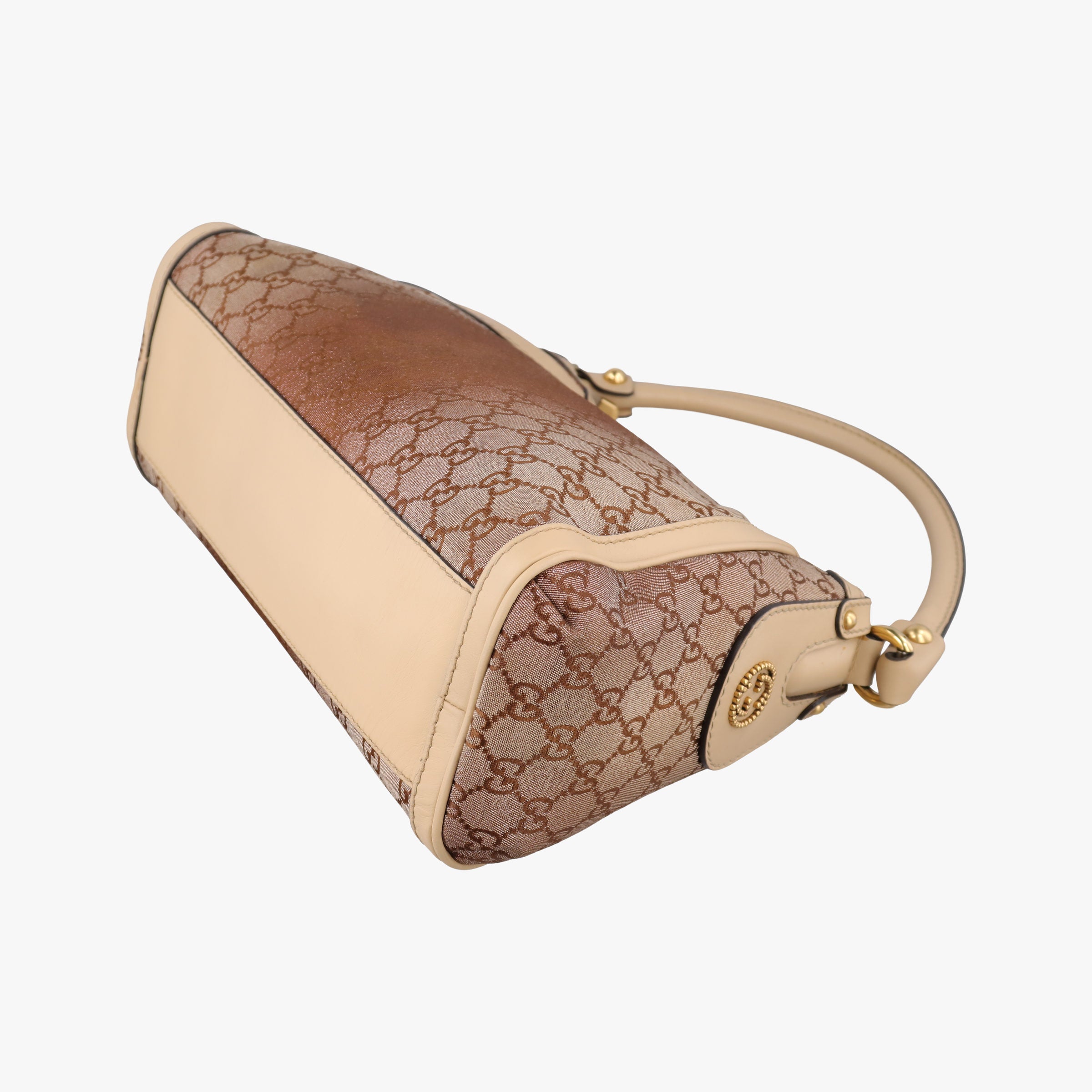 Pre-owned Gucci Guccissima Beige x Brown canvas×Leather 282298 handbag | stylenewstar