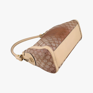 Pre-owned Gucci Guccissima Beige x Brown canvas×Leather 282298 handbag | stylenewstar
