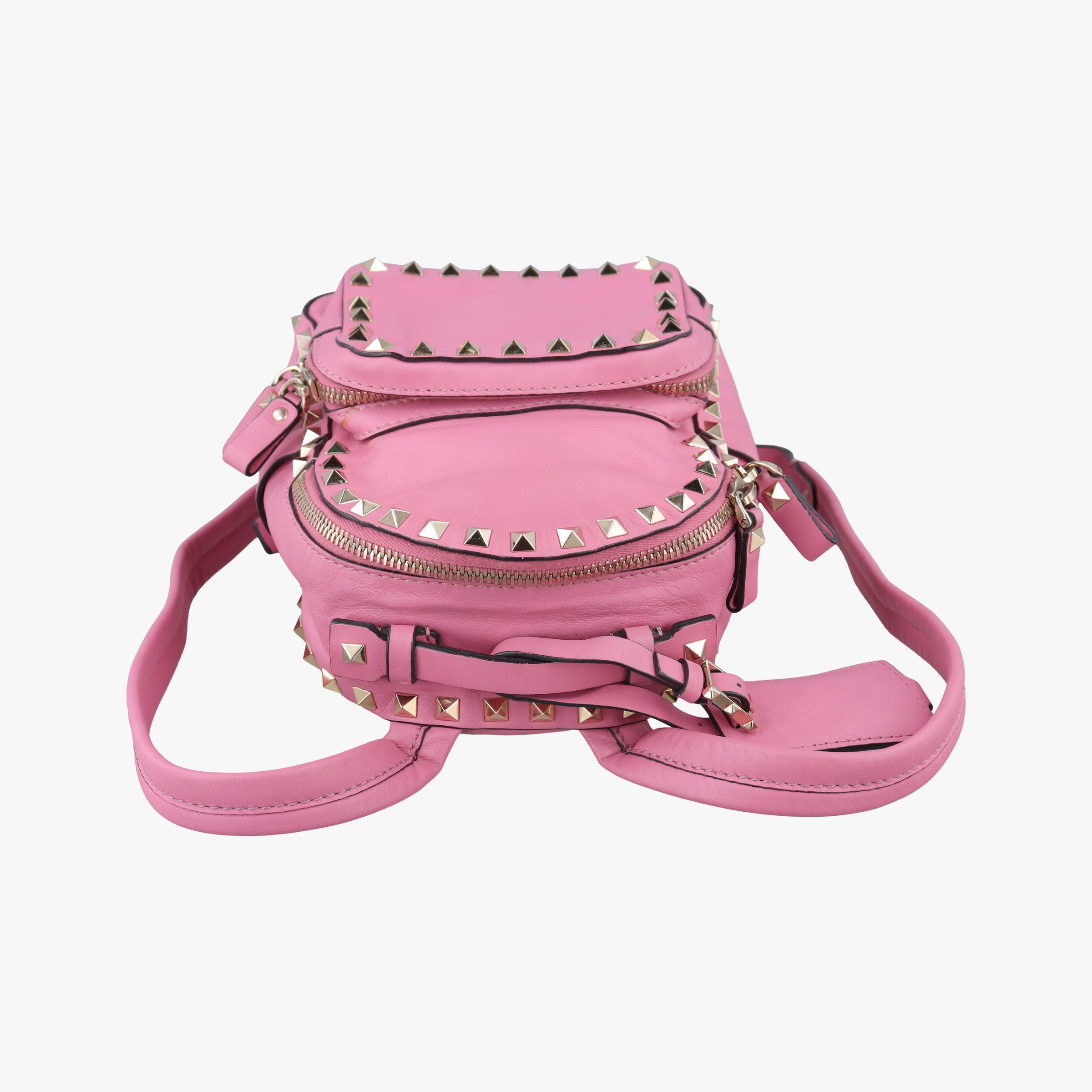 Pre-owned Valentino Rockstud Pink Leather  backpack/rucksack | stylenewstar