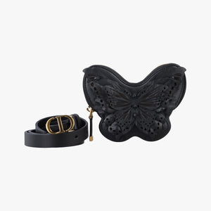 Pre-owned Christian Dior 30 Montaigne Removable Black Lambskin  bum bag/waist bag | stylenewstar