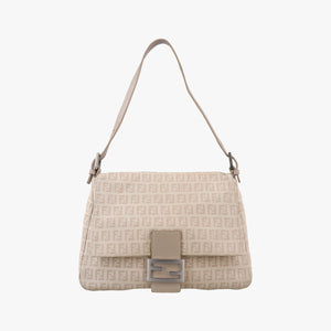 Vintage Fendi Mama Baguette Zucchino Beige canvas× Leather 8BR001 handbag | stylenewstar