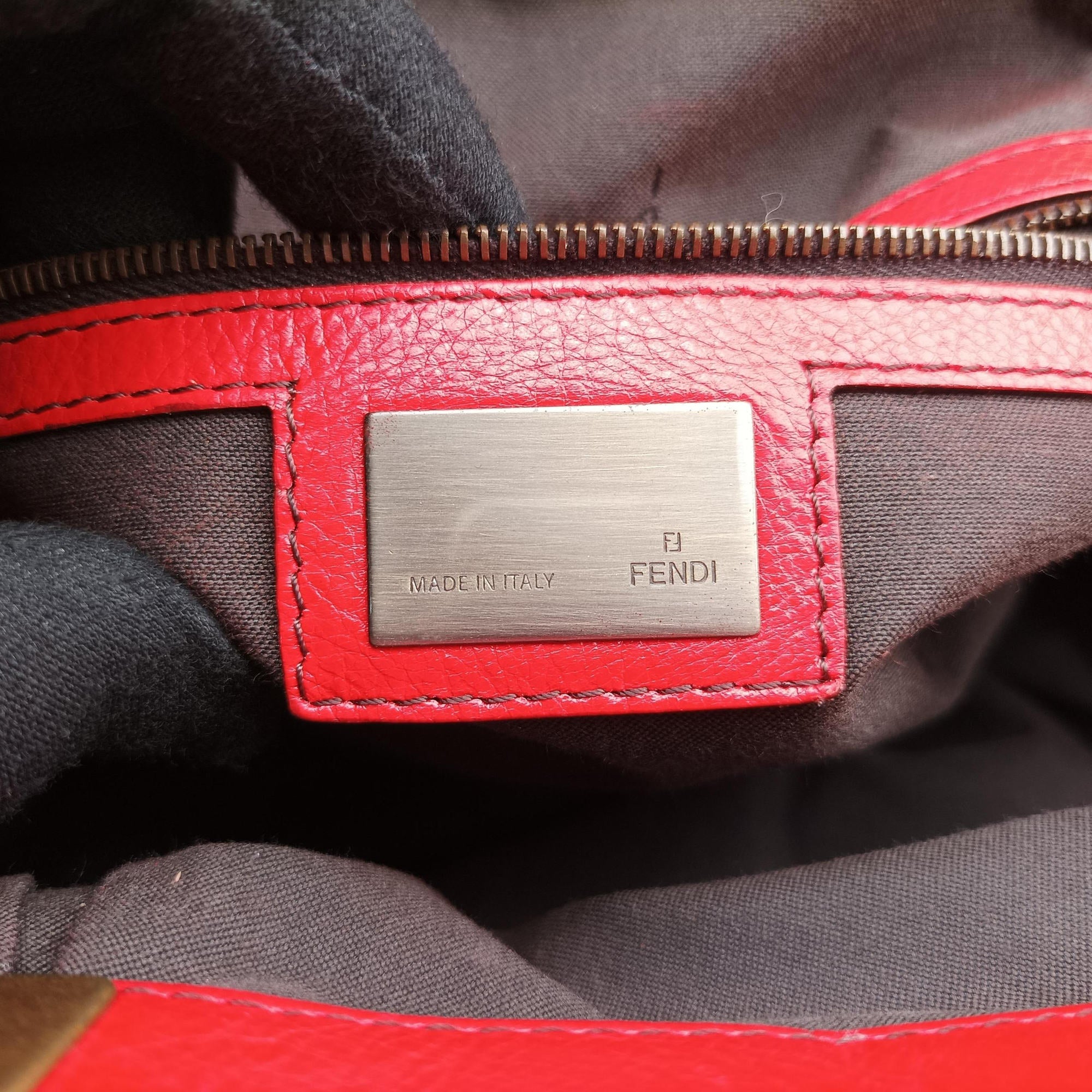Pre-owned Fendi Toile de Cuir Red Leather 8BR579 handbag | stylenewstar