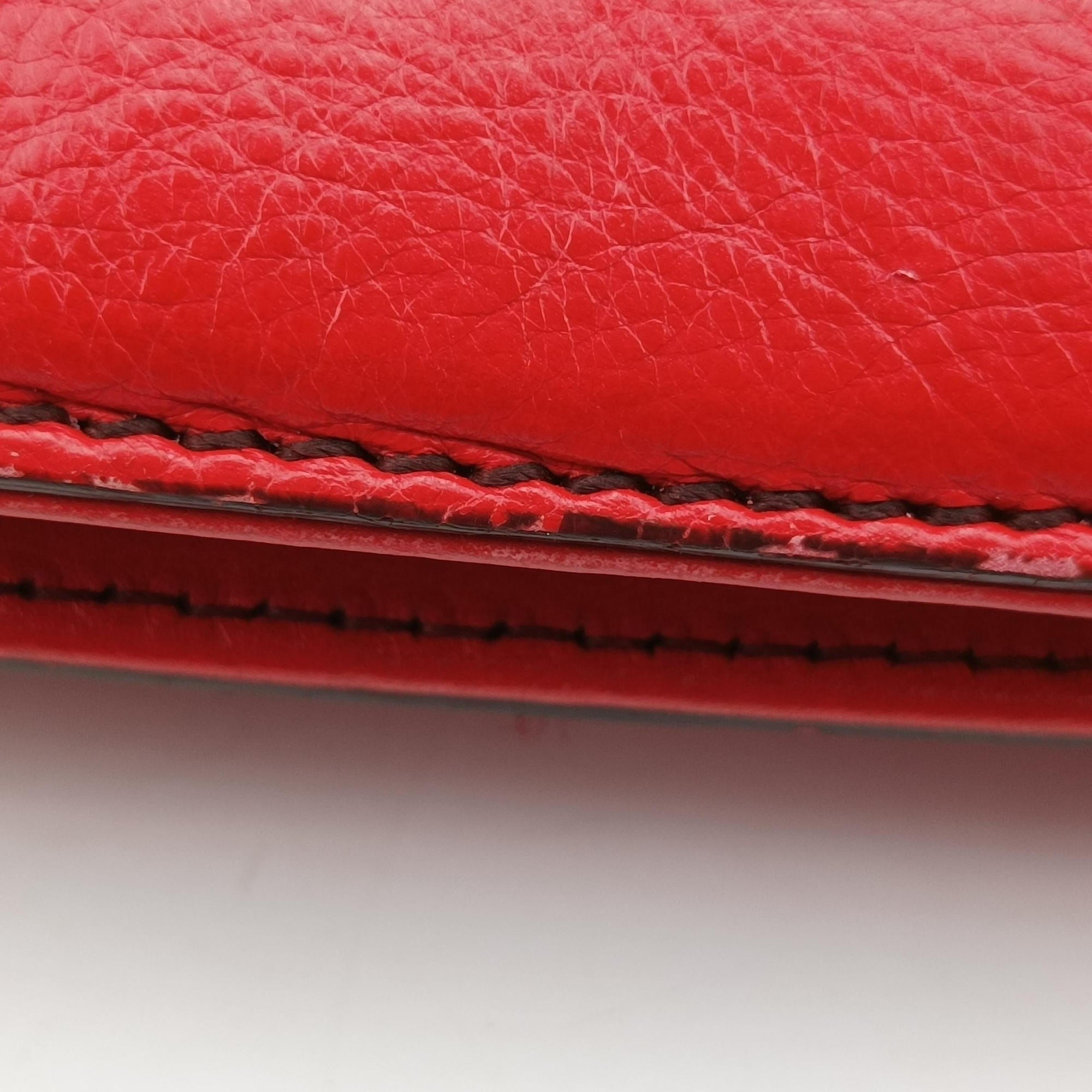 Pre-owned Fendi Toile de Cuir Red Leather 8BR579 handbag | stylenewstar