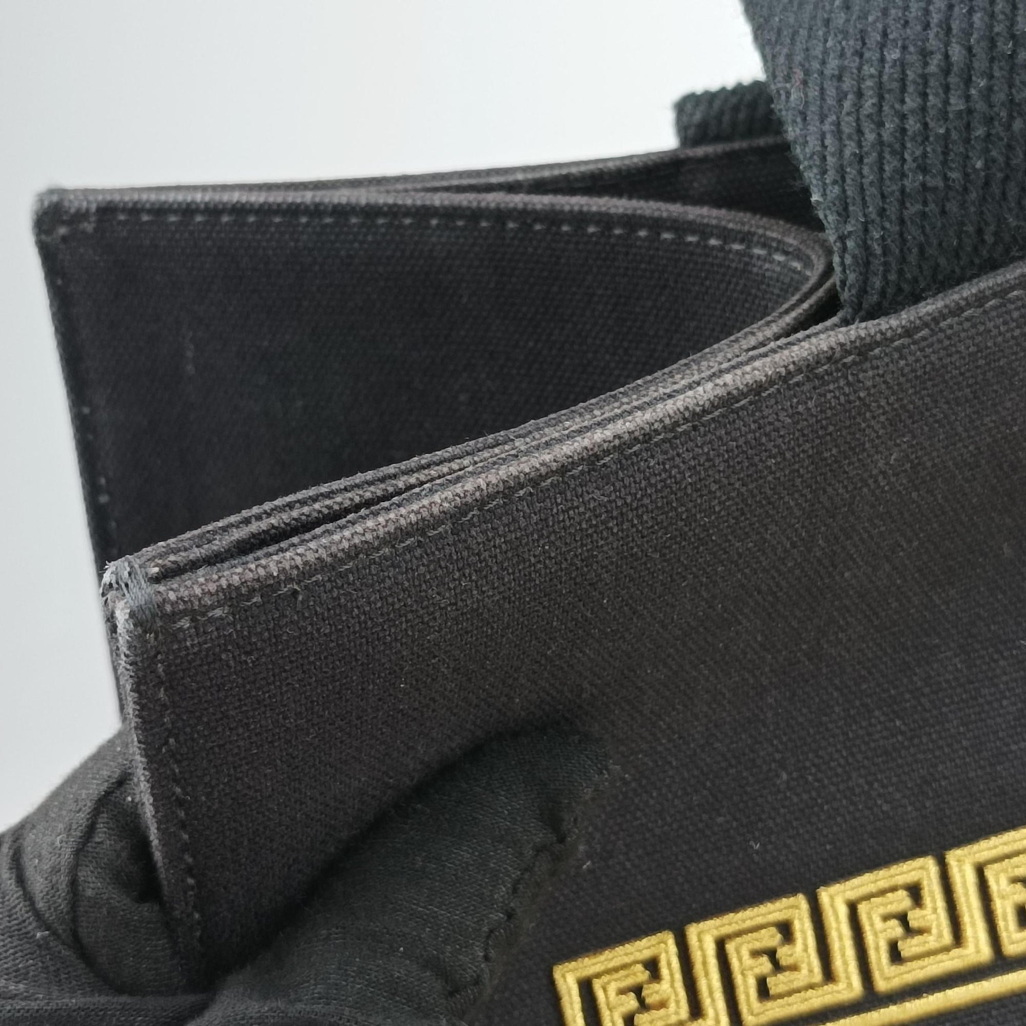 Pre-owned Fendi Fendace La Medusa Black×yellow canvas 8BH395 handbag | stylenewstar
